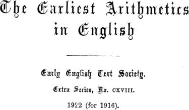 Cover: The Earliest Arithmetics in English