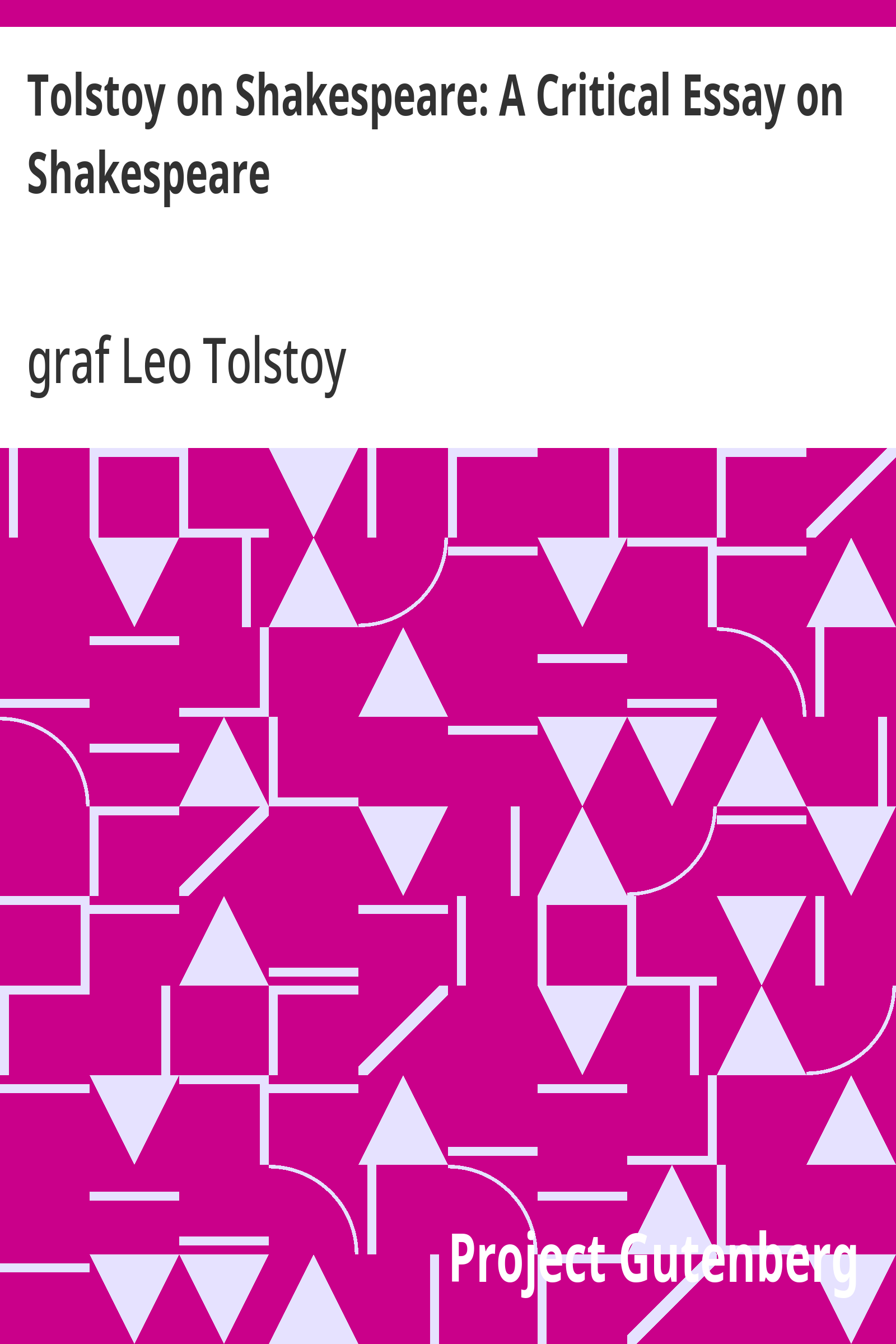 Cover: Tolstoy on Shakespeare A Critical Essay on Shakespeare