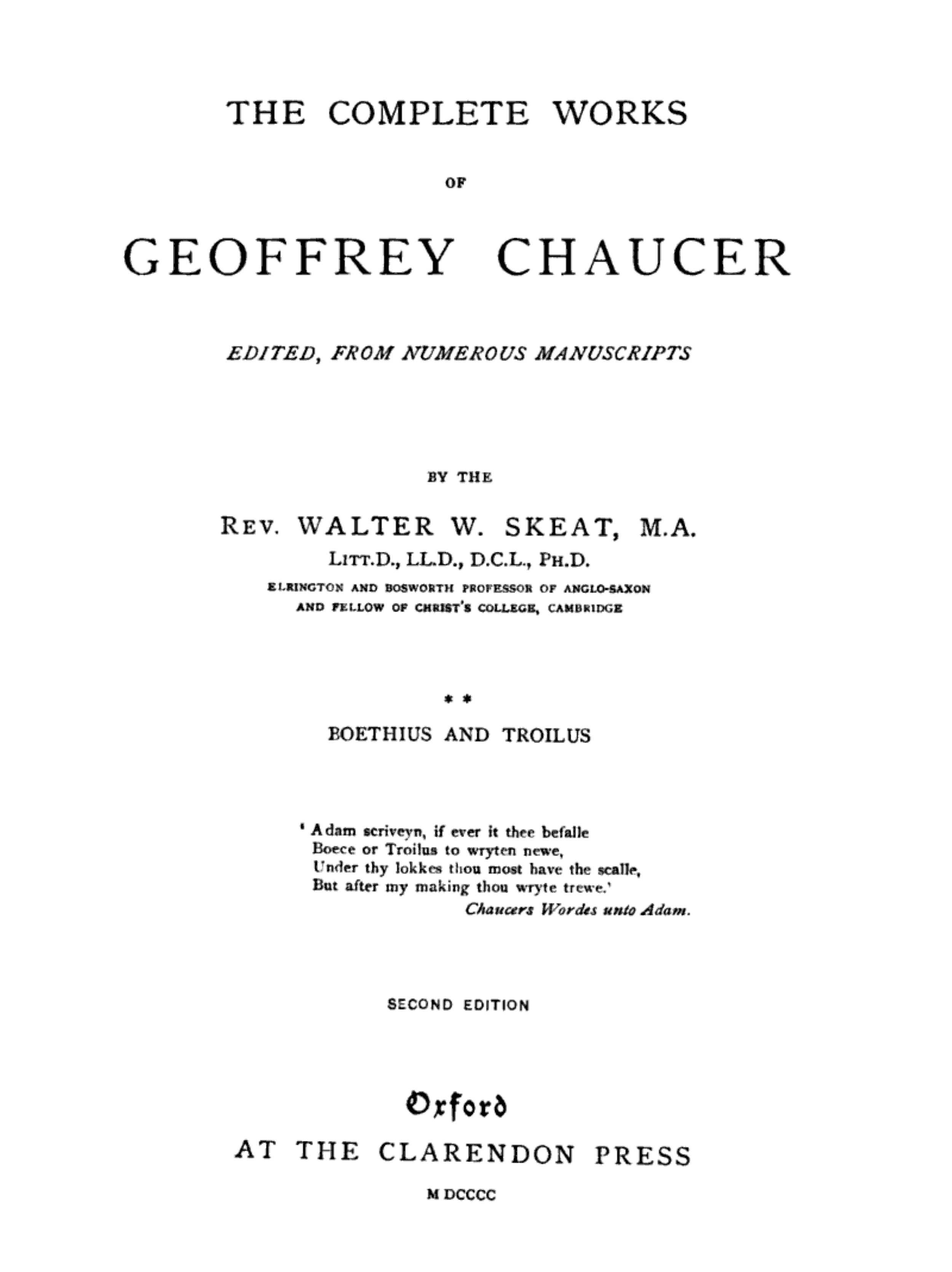 Cover: Chaucer's Works, Volume 2 — Boethius and Troilus