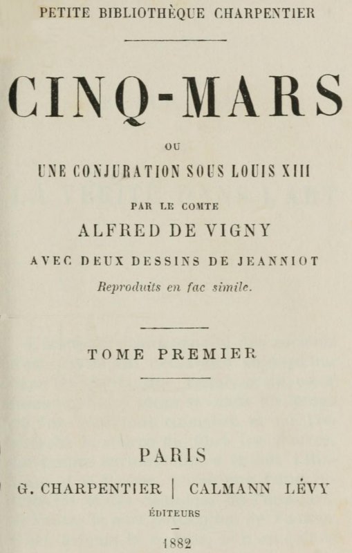 Cover: Cinq Mars; ou, Une conjuration sous Louis XIII (Tome 1 of 2) [PG 44198]