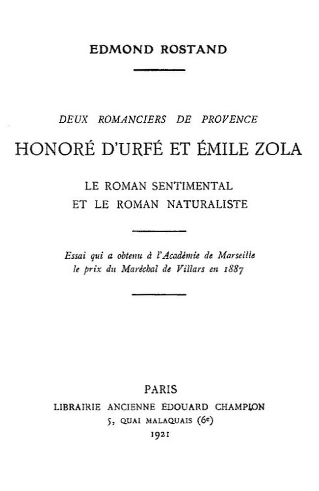 Cover: Deux romanciers de Provence Honoré d'Urfé et Émile Zola Le roman sentimental et le roman naturaliste [PG 64966]