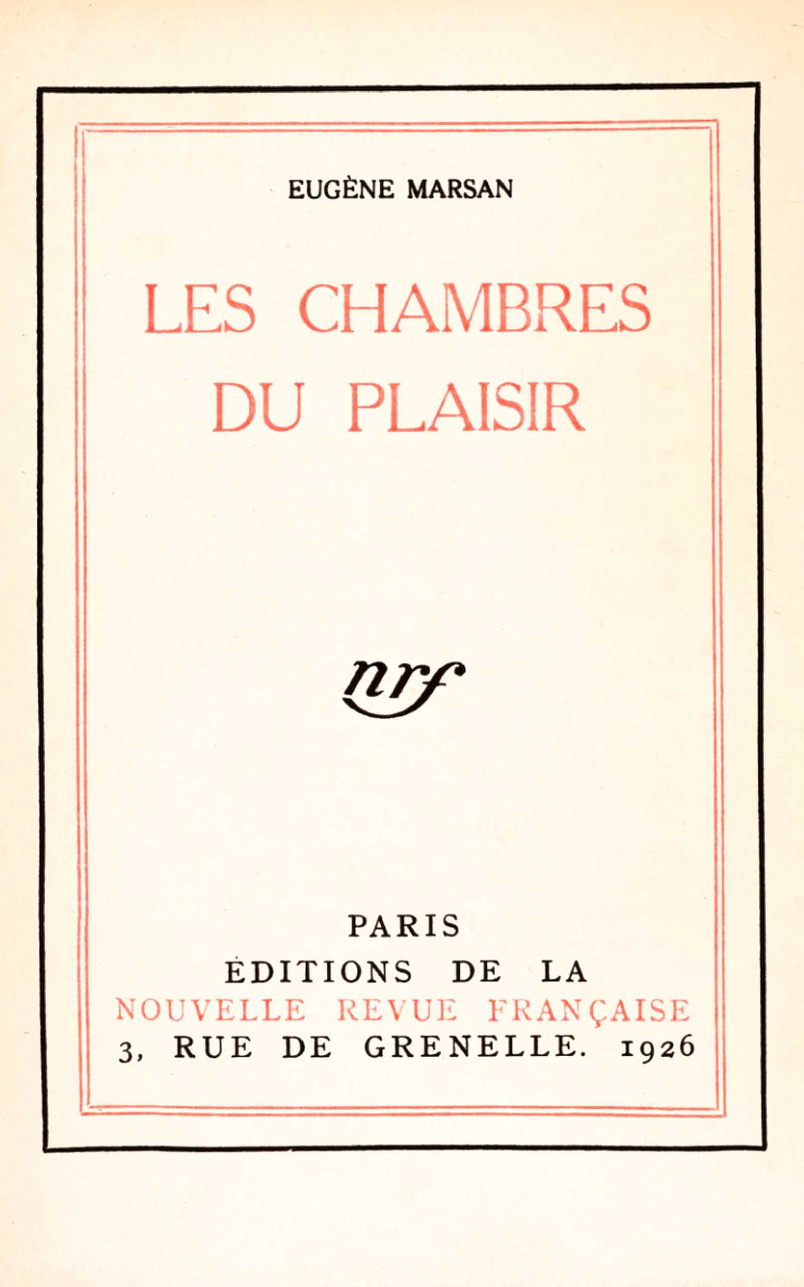 Cover: Les chambres du plaisir [PG 79411]