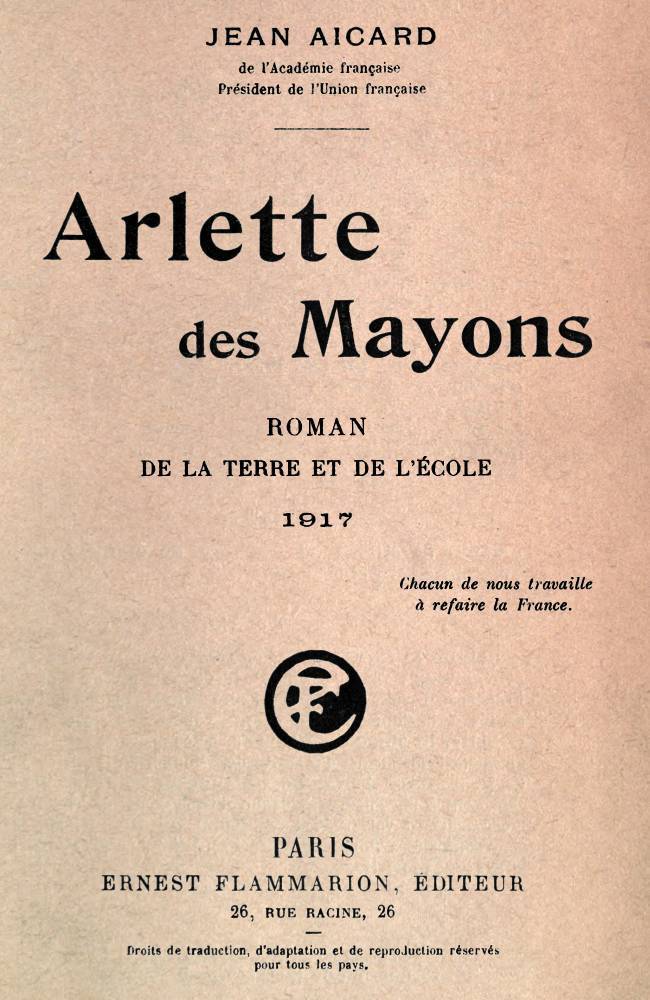 Cover: Arlette des Mayons Roman de la terre et de l'école [PG 67099]