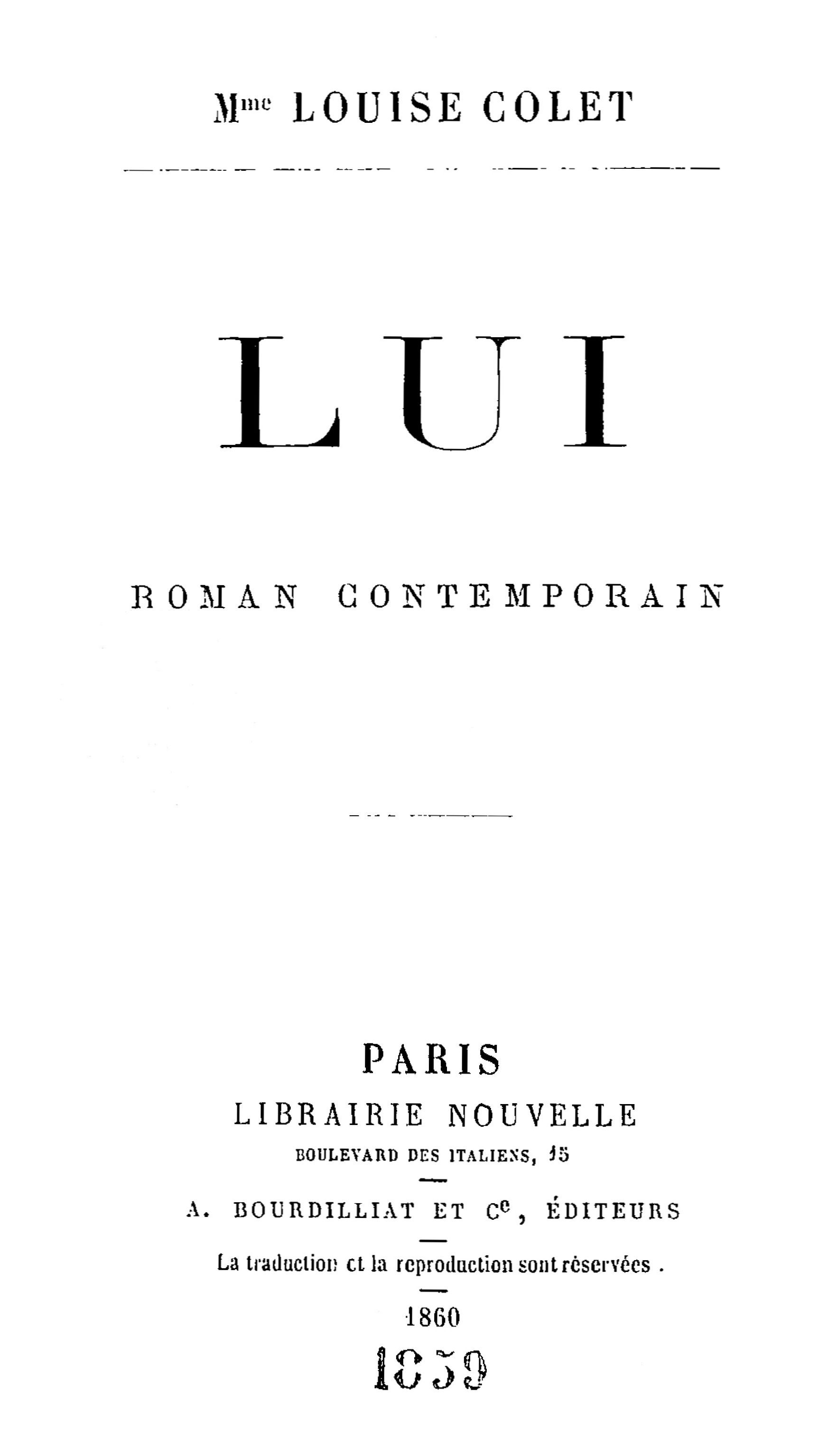 Cover: Lui Roman contemporain [PG 64821]