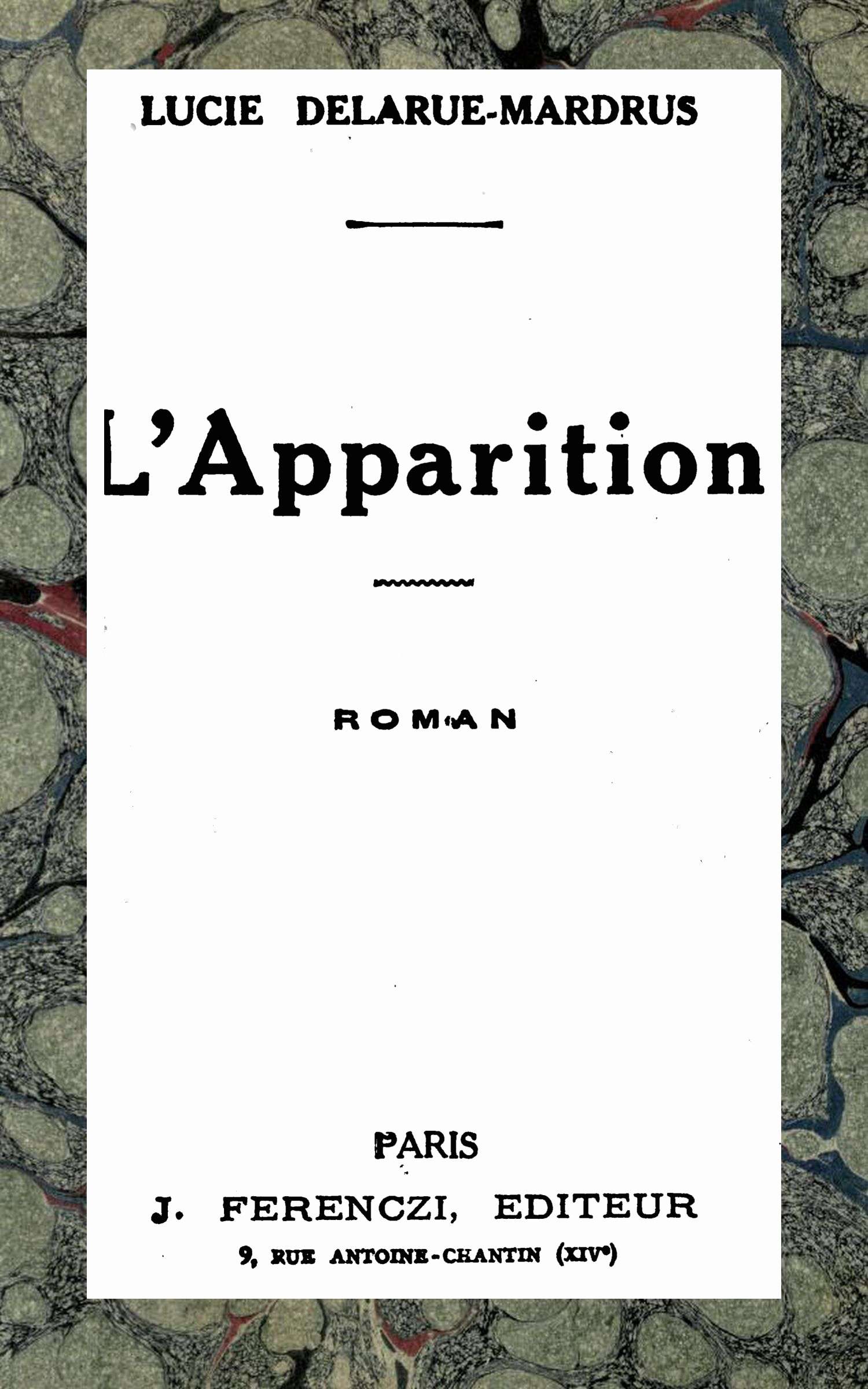 Cover: L'apparition roman [PG 71658]