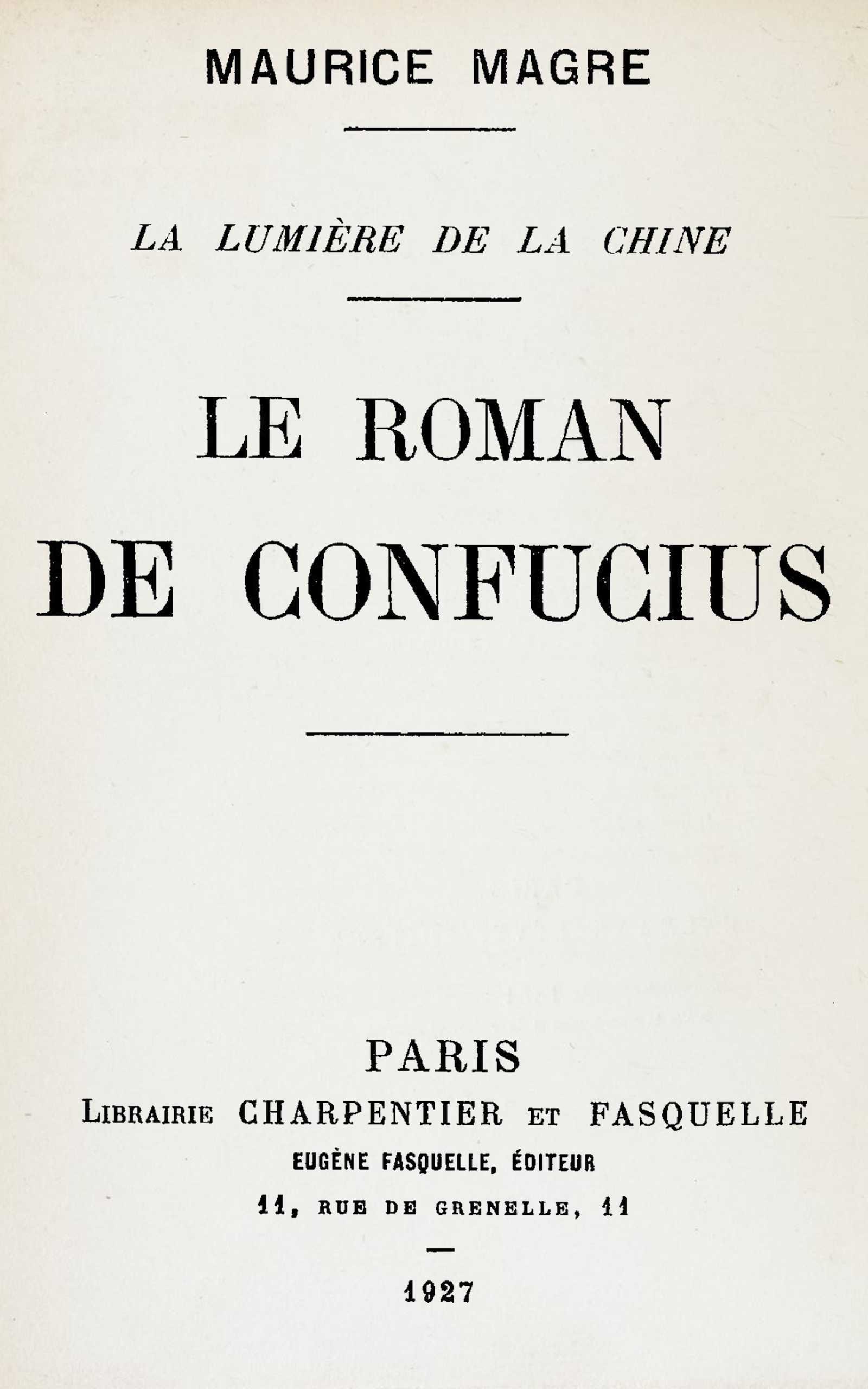Cover: Le roman de Confucius [PG 74035]