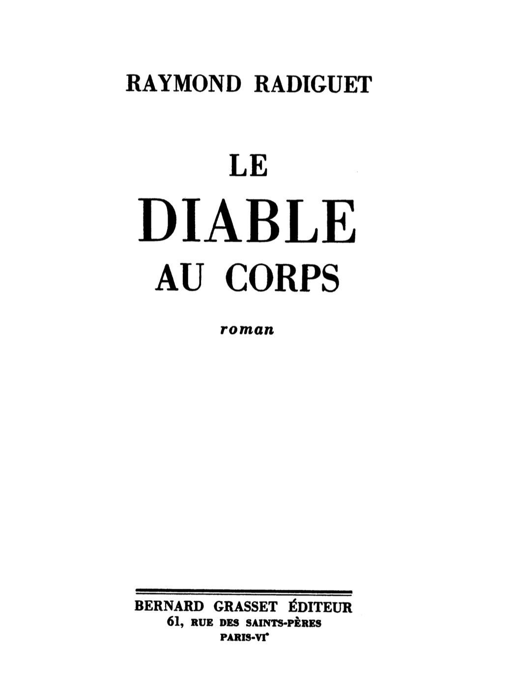 Cover: Le Diable au Corps Roman [PG 60383]