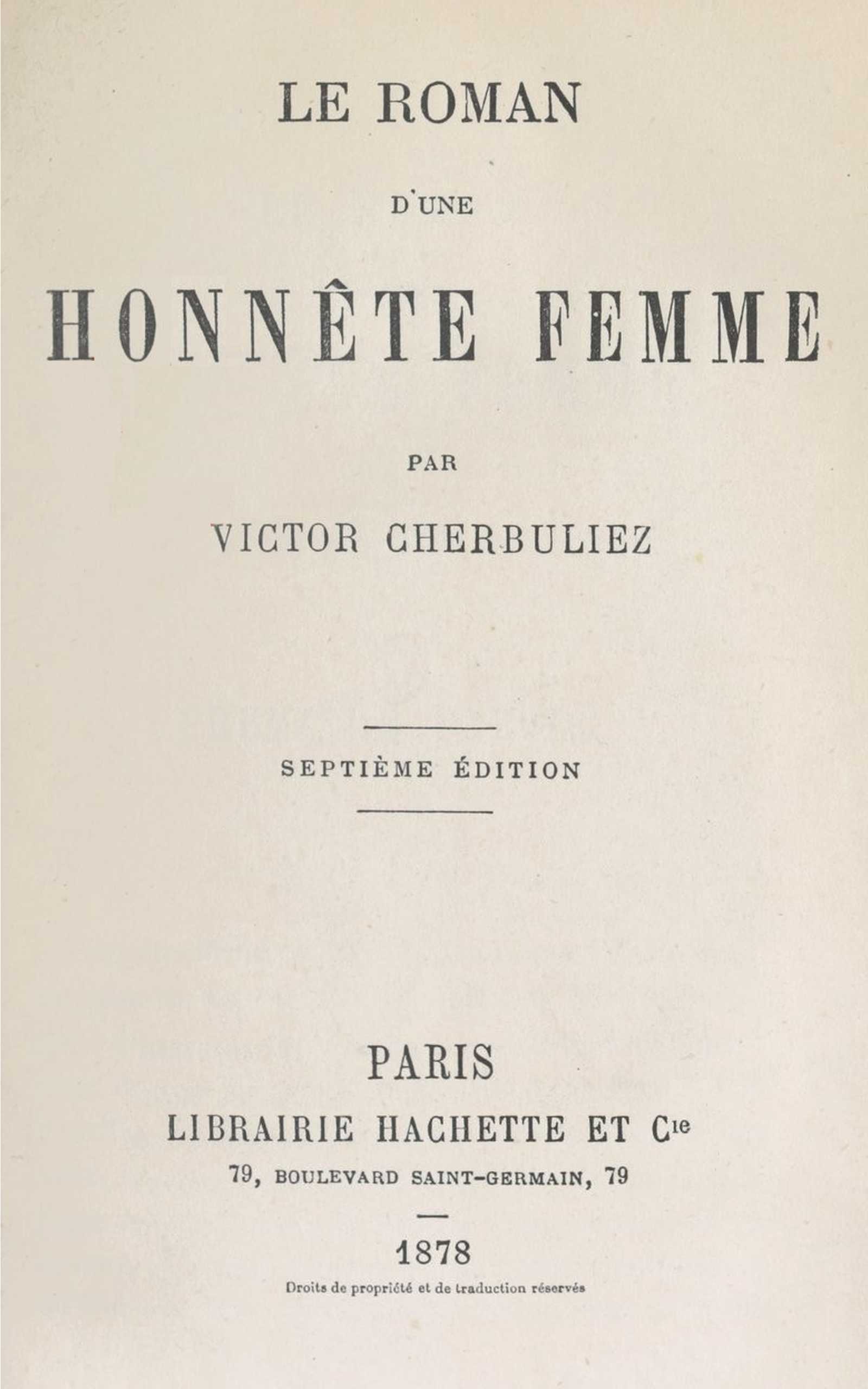 Cover: Le roman d'une honnête femme [PG 75961]