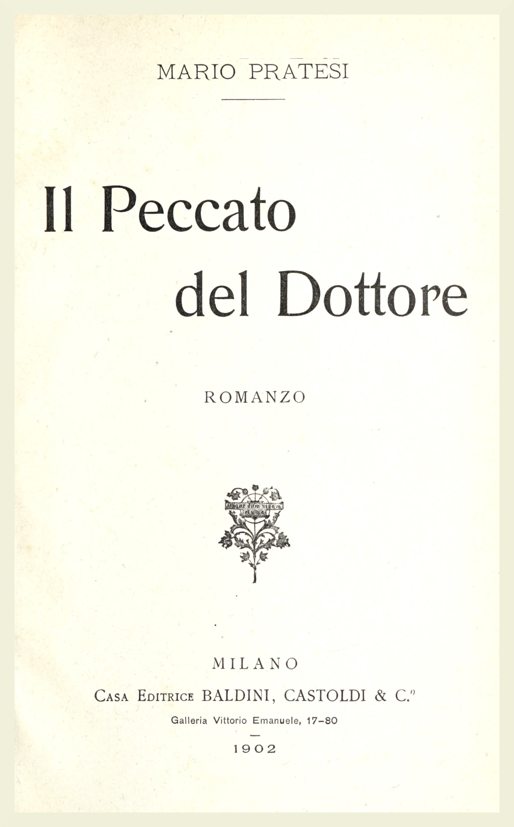 Cover: Il peccato del dottore $b romanzo [PG 79208]