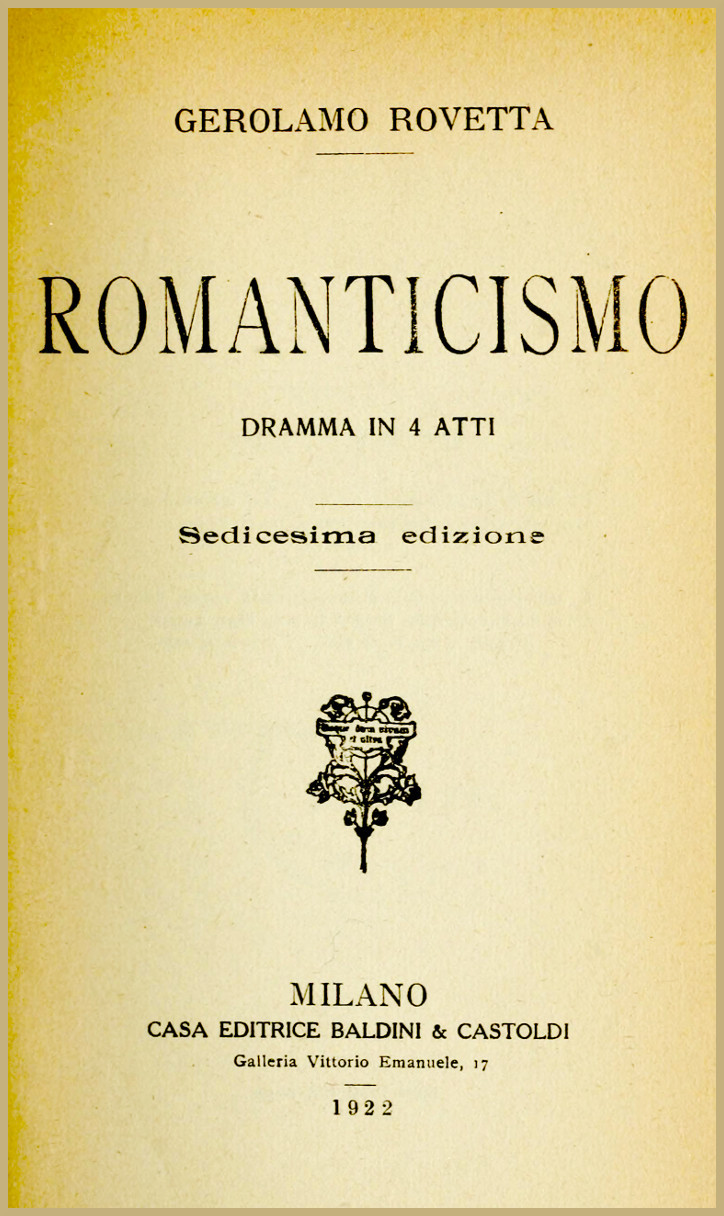 Cover: Romanticismo dramma in 4 atti [PG 65488]