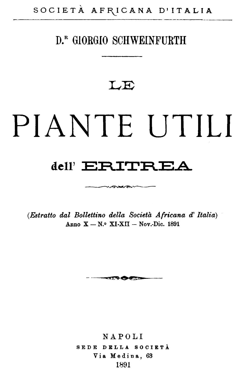 Cover: Le piante utili dell' Eritrea [PG 75054]