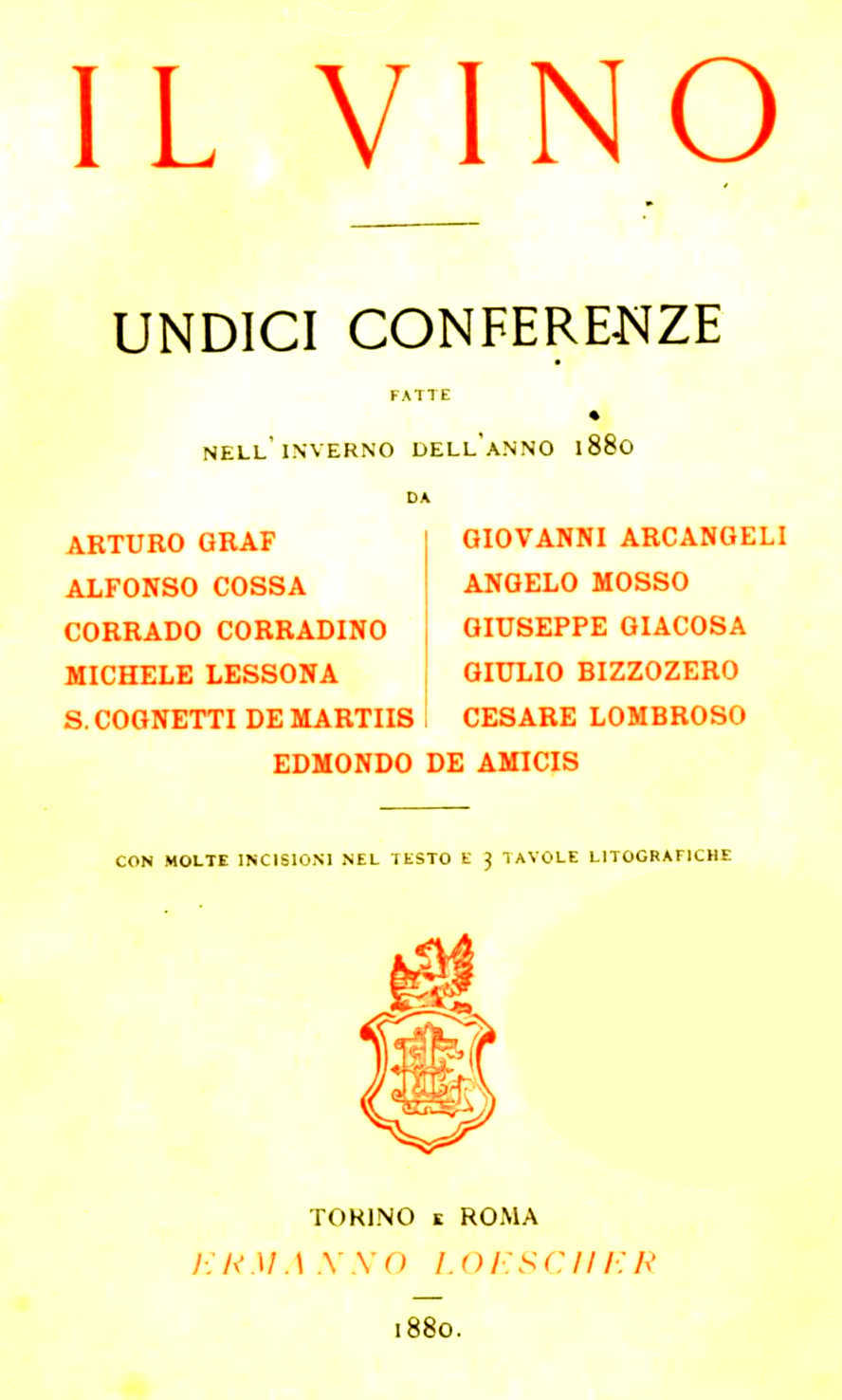 Cover: Il Vino Undici conferenze fatte nell'inverno dell'anno 1880 [PG 48913]
