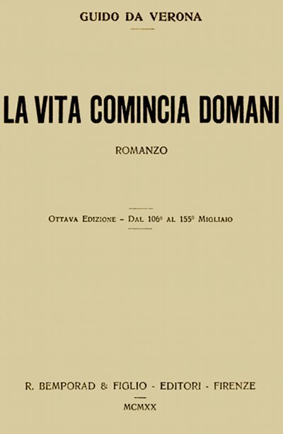 Cover: La vita comincia domani romanzo [PG 39337]