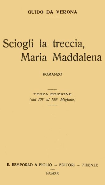 Cover: Sciogli la treccia, Maria Maddalena; romanzo [PG 36326]