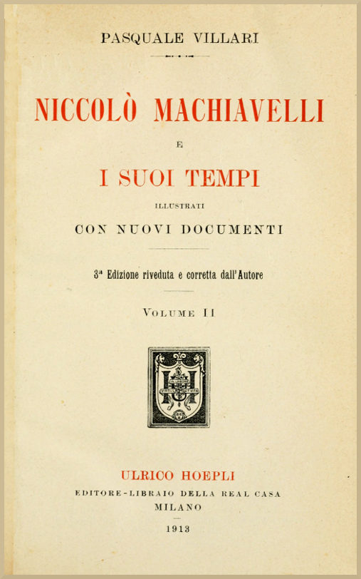 Cover: Niccolò Machiavelli e i suoi tempi, vol. II [PG 61705]