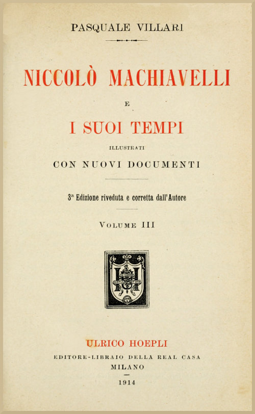 Cover: Niccolò Machiavelli e i suoi tempi, vol. III [PG 61706]