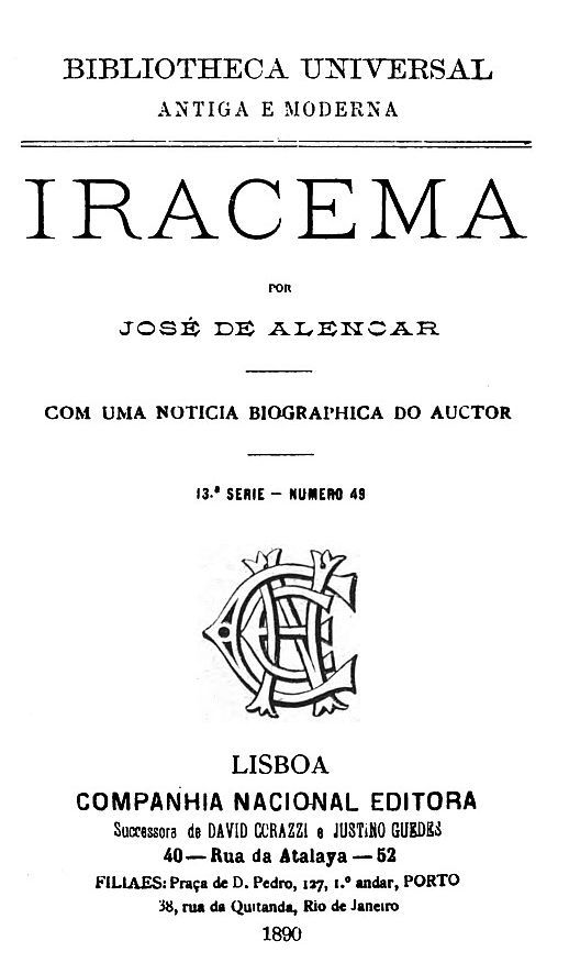 Cover: Iracema com uma noticia biographica do auctor [PG 67740]