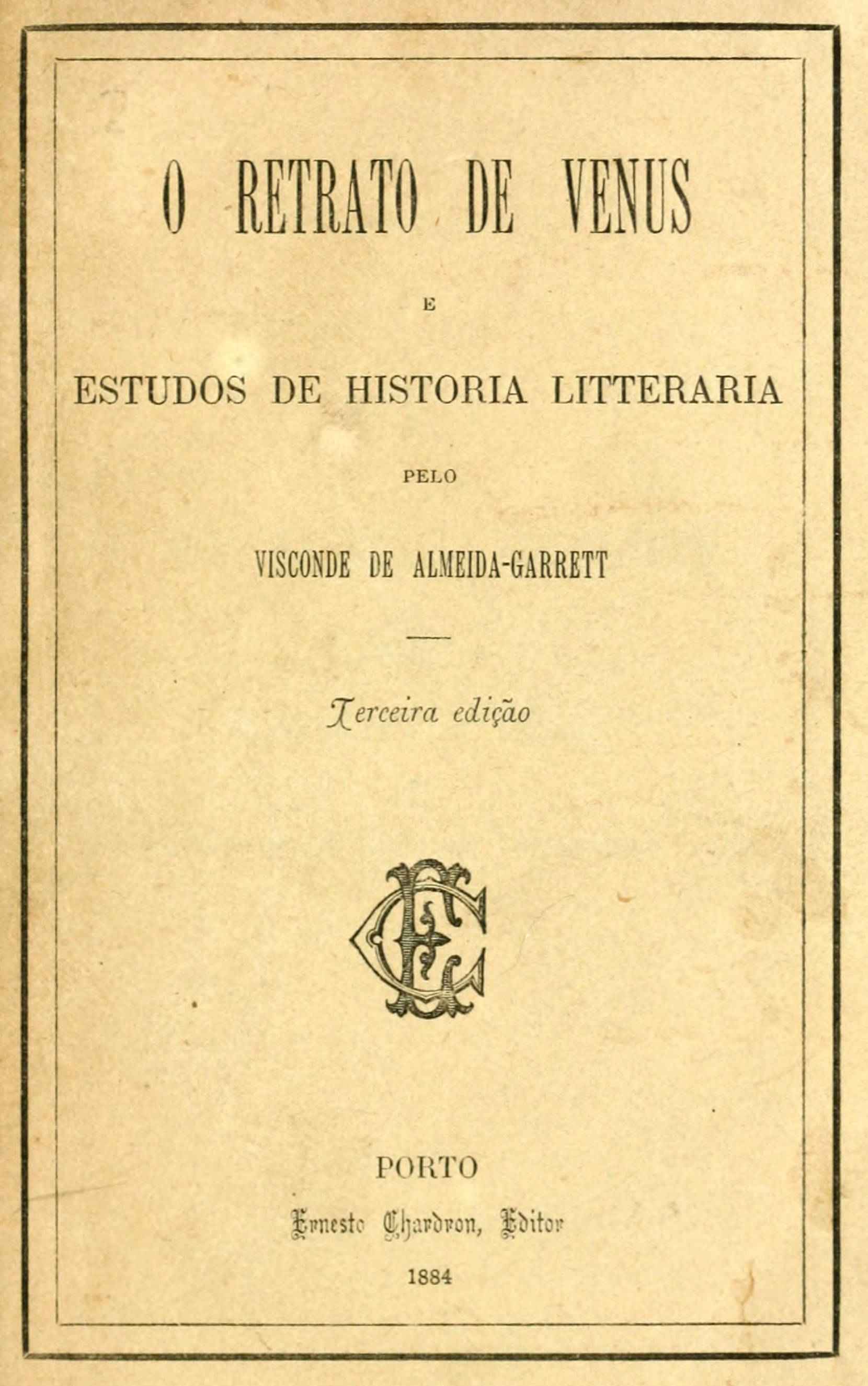 Cover: O retrato de Venus e estudos de historia litterária [PG 69423]