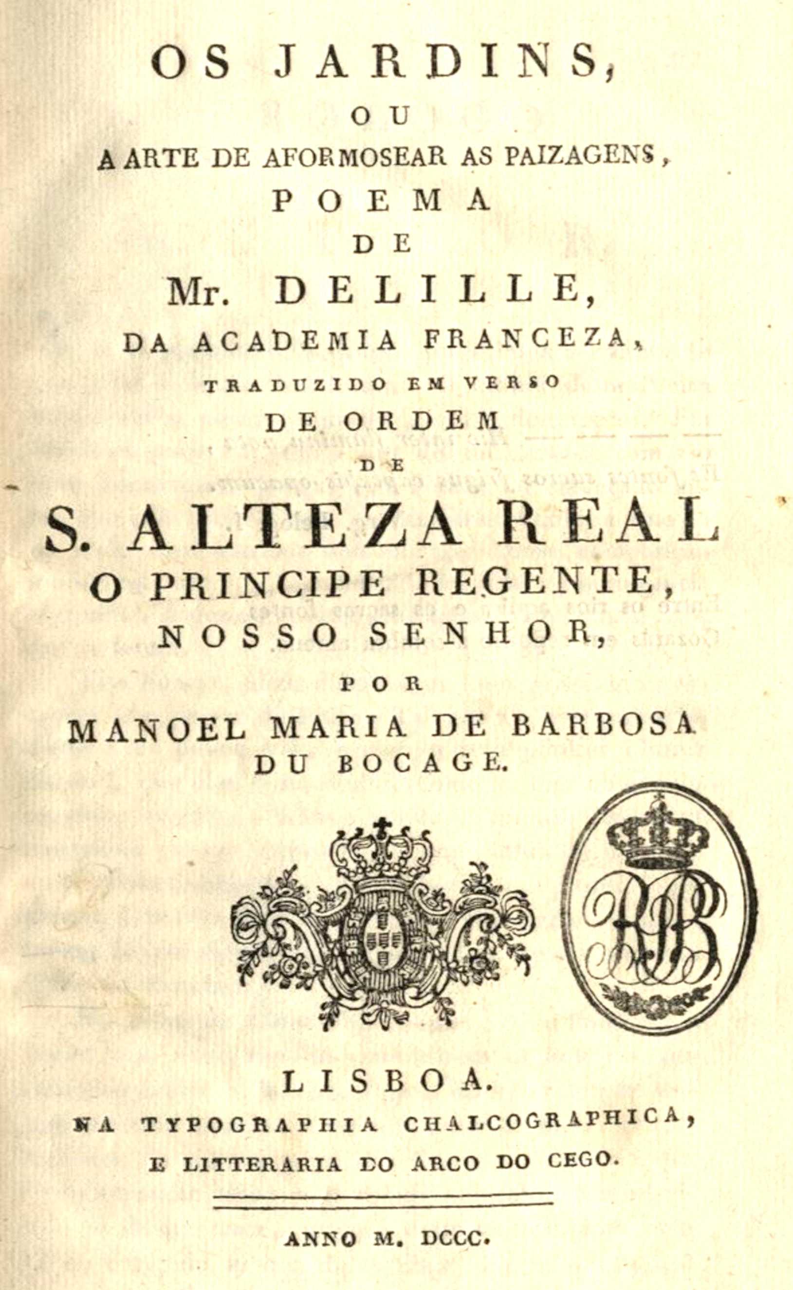 Cover: Os jardins ou a arte de aformosear as paisagens Poema [PG 69209]