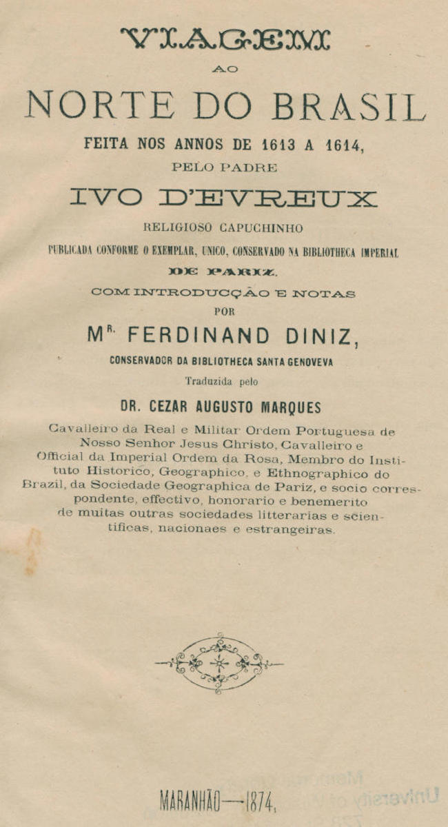 Cover: Viagem ao norte do Brazil feita nos annos 1613 a 1614, pelo Padre Ivo D'Evreux [PG 63258]